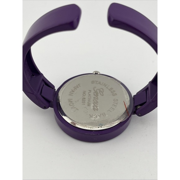 Geneva Platinum Peace Sign Watch Women‎ 36mm Purple Bangle Band- New Battery - Picture 8 of 8